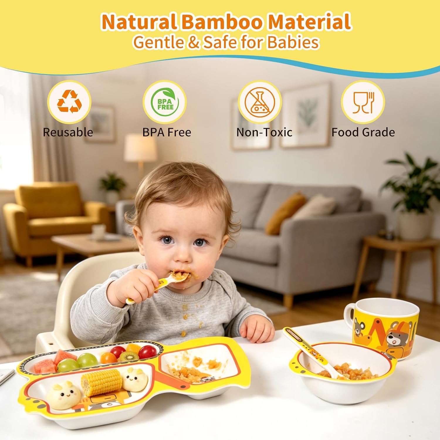 Detalle 2 de Bamboo Toddler Dinnerware Set