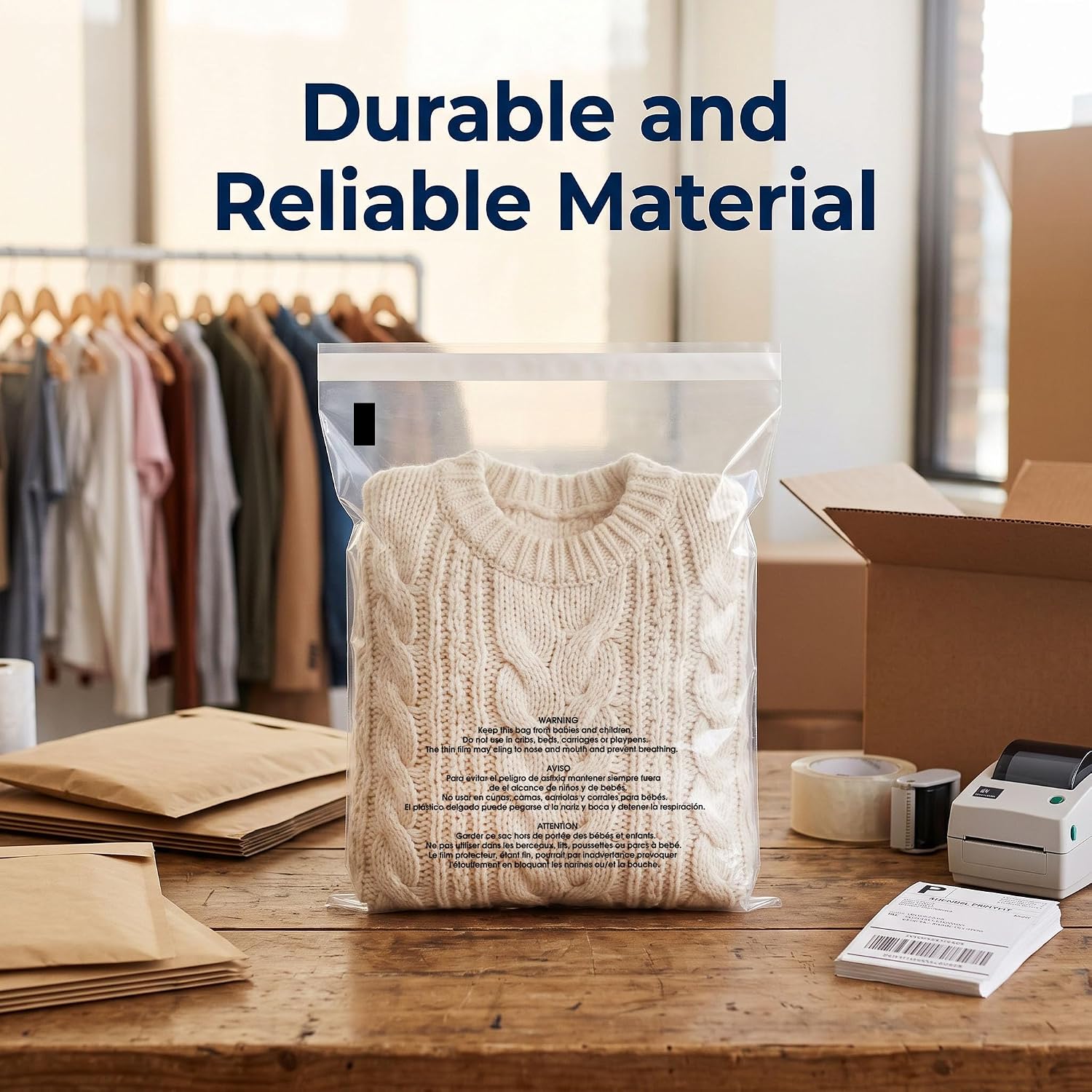 Thumbnail 5 de Spartan Industrial SFW-Bag-1114 Clear Poly Bags, 11 x 14 in, Self-Seal