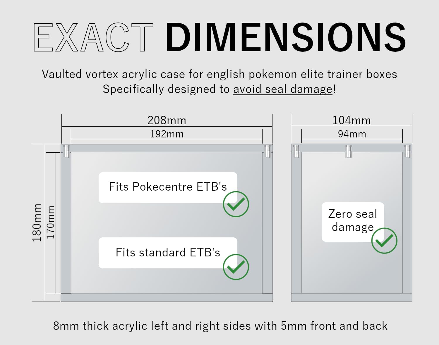 Detalle de Vaulted Vortex 8mm Thick Acrylic Display Case for Pokemon ETB Elite Trainer Boxes
