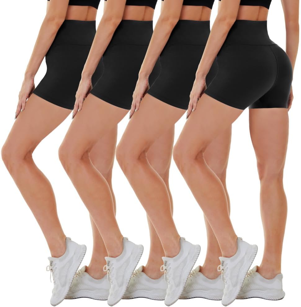 Detalle de CAMPSNAIL 4-Pack Biker Shorts for Women: High-Waist, 5"/8" Tummy Control