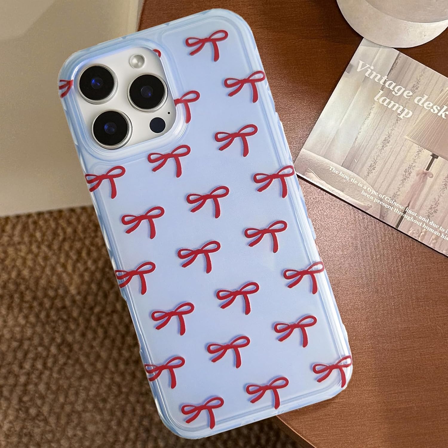 Thumbnail 2 de xoniery iPhone 16 Pro Max case with cute bowknot bow aesthetic pattern (blue)