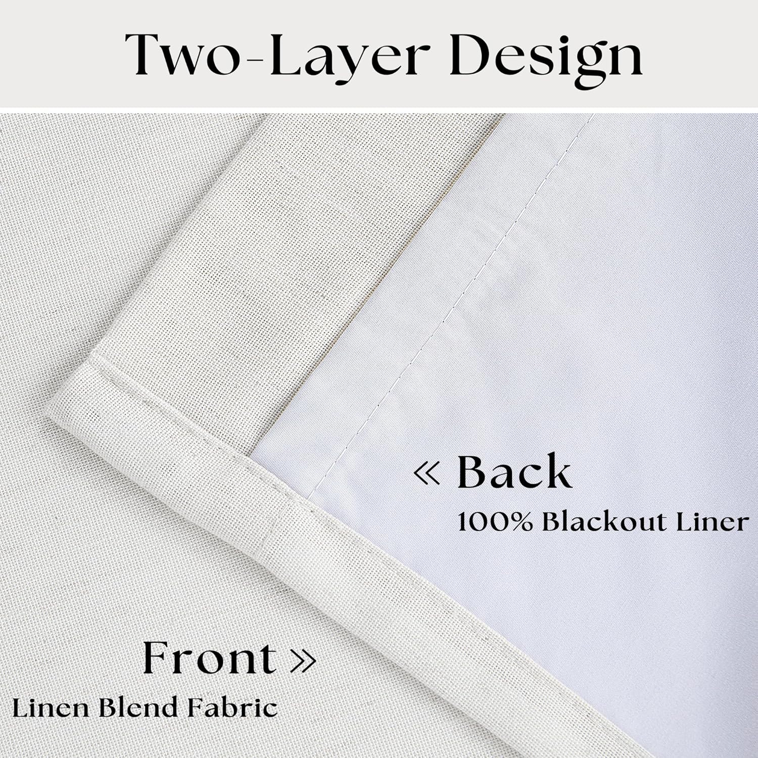 Thumbnail 3 de TWODRAPES 90-Inch Linen Blackout Curtains with Liner – Pinch Pleat, 2 Panels, Ivory