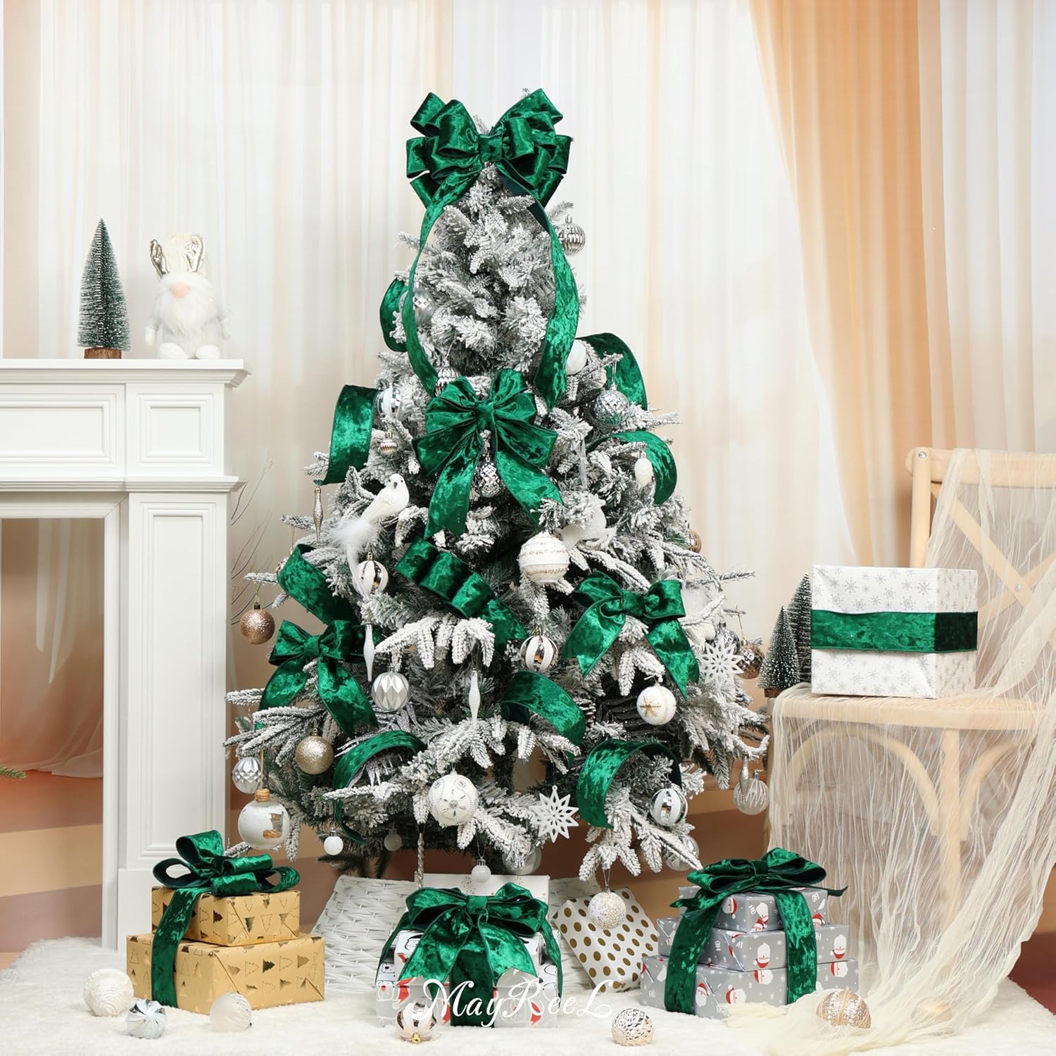 Thumbnail 2 de MAYREEL Green Crushed Velvet Ribbon 2.5" 🎀