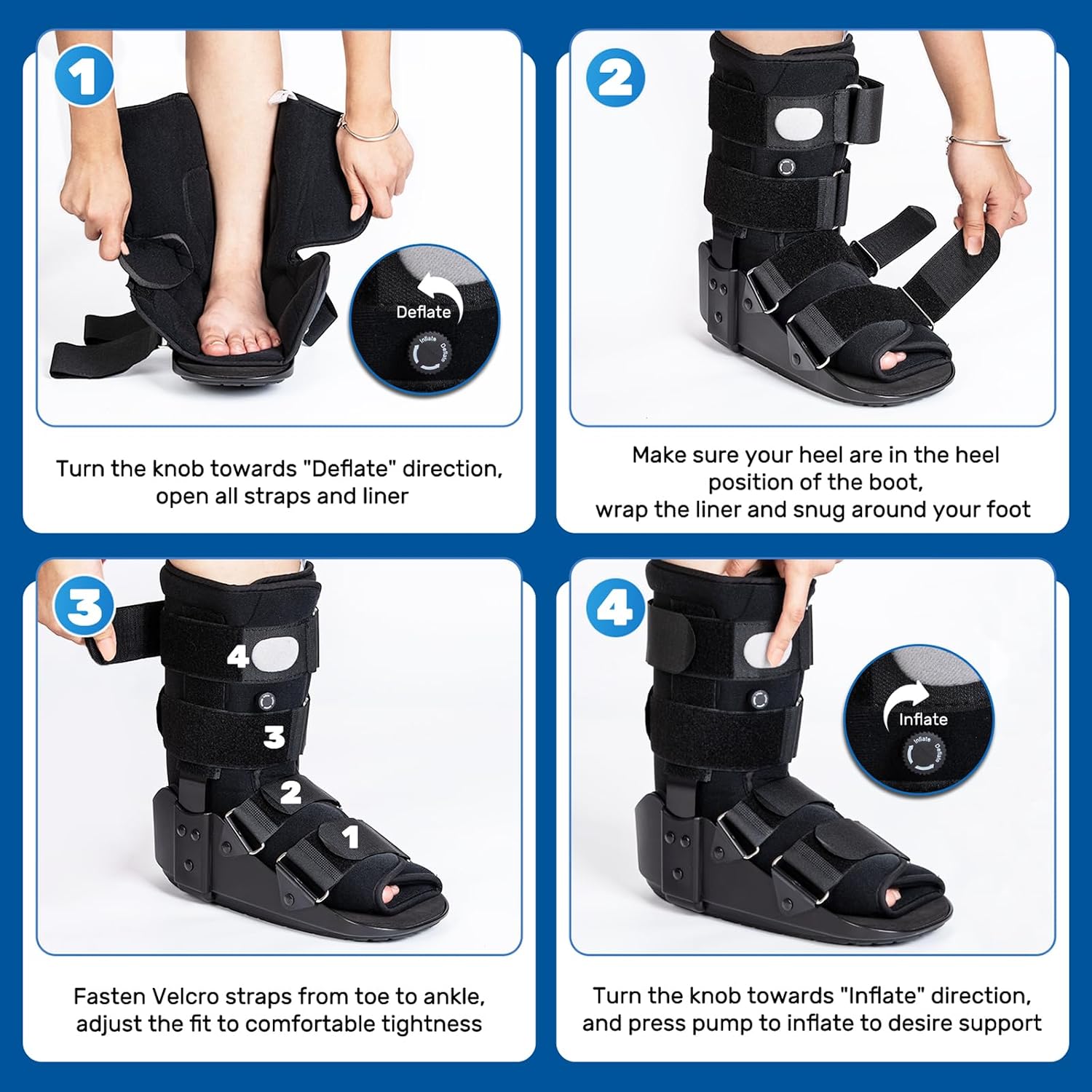 Detalle 2 de kefit OTC002 Walking Boot, Small, with Inflatable Compression and Rocker Sole