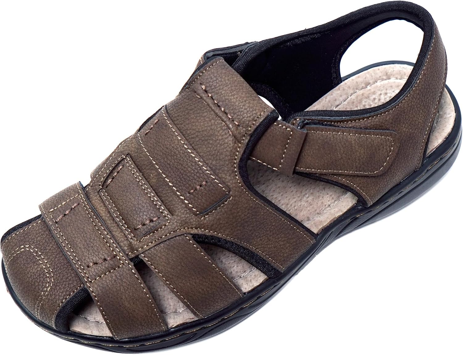 Detalle de JOMIX Sandali Uomo Estivi Comodi Sportivi in Pelle con Chiudura a Strappo