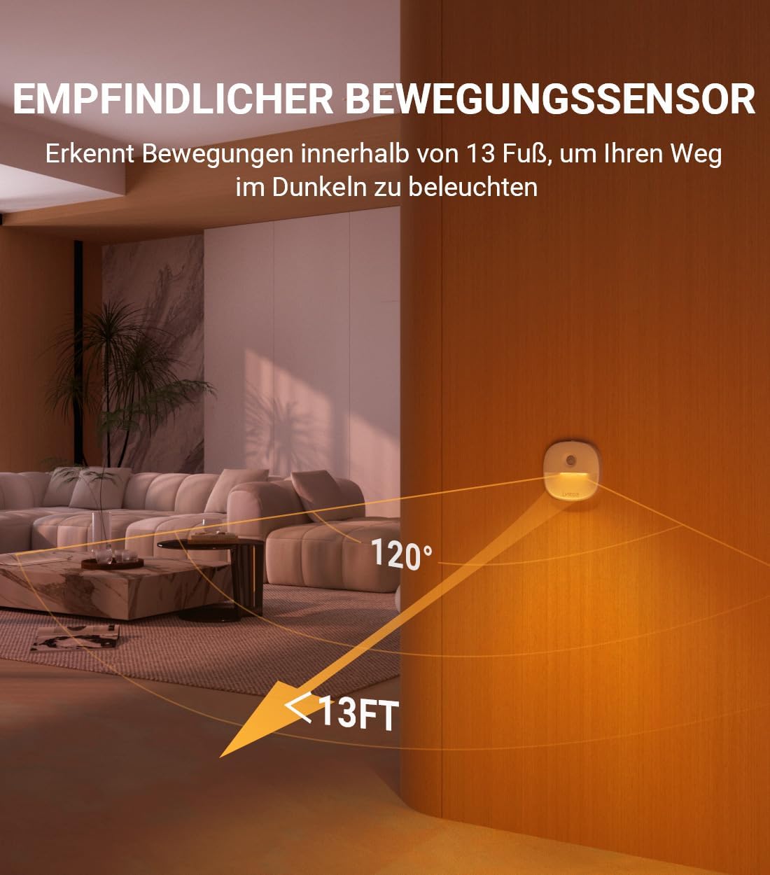 Detalle de Lyridz Nachtlicht Bewegungsmelder 500 mAh