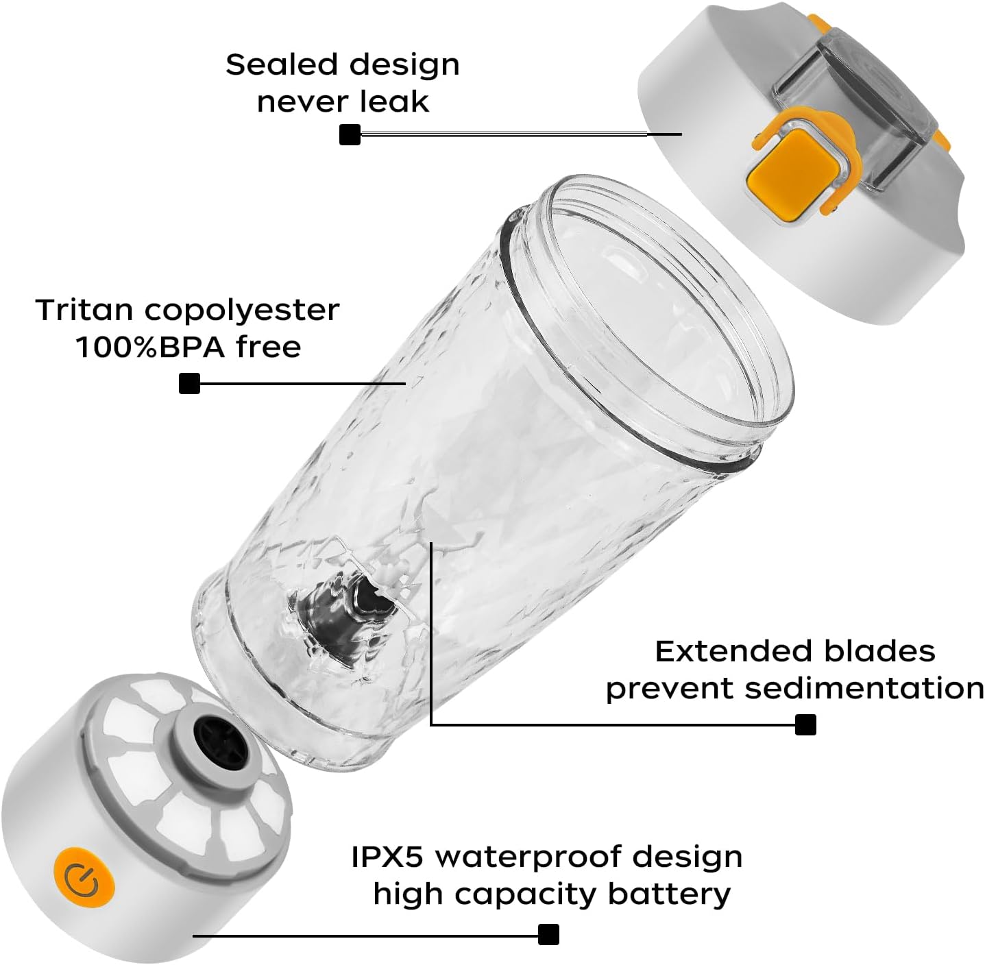 Detalle 2 de Mountop 550ml Electric Protein Shaker Bottle 🥤