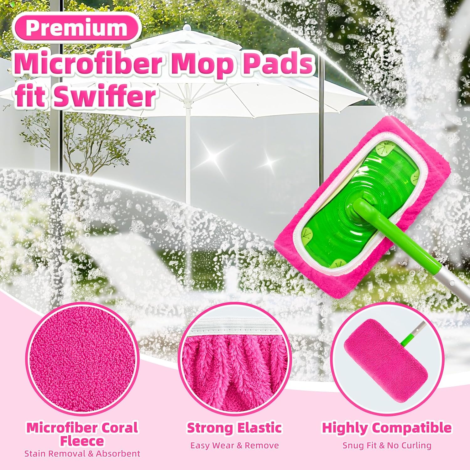 Thumbnail 2 de Reusable Microfiber Mop Pads for Swiffer Sweeper Mop – Wet/Dry Refills, 6-Pack