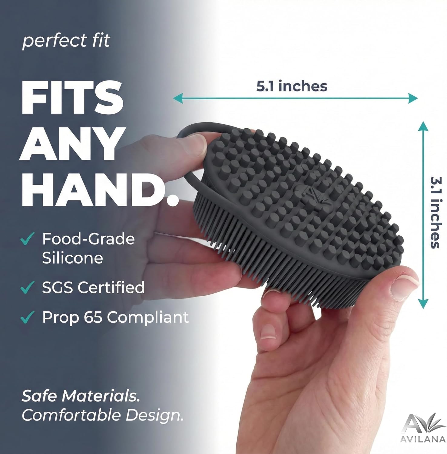 Thumbnail 4 de Avilana Premium Silicone Body Scrubber: Dual-Sided Exfoliating Bath Brush for Smooth Skin