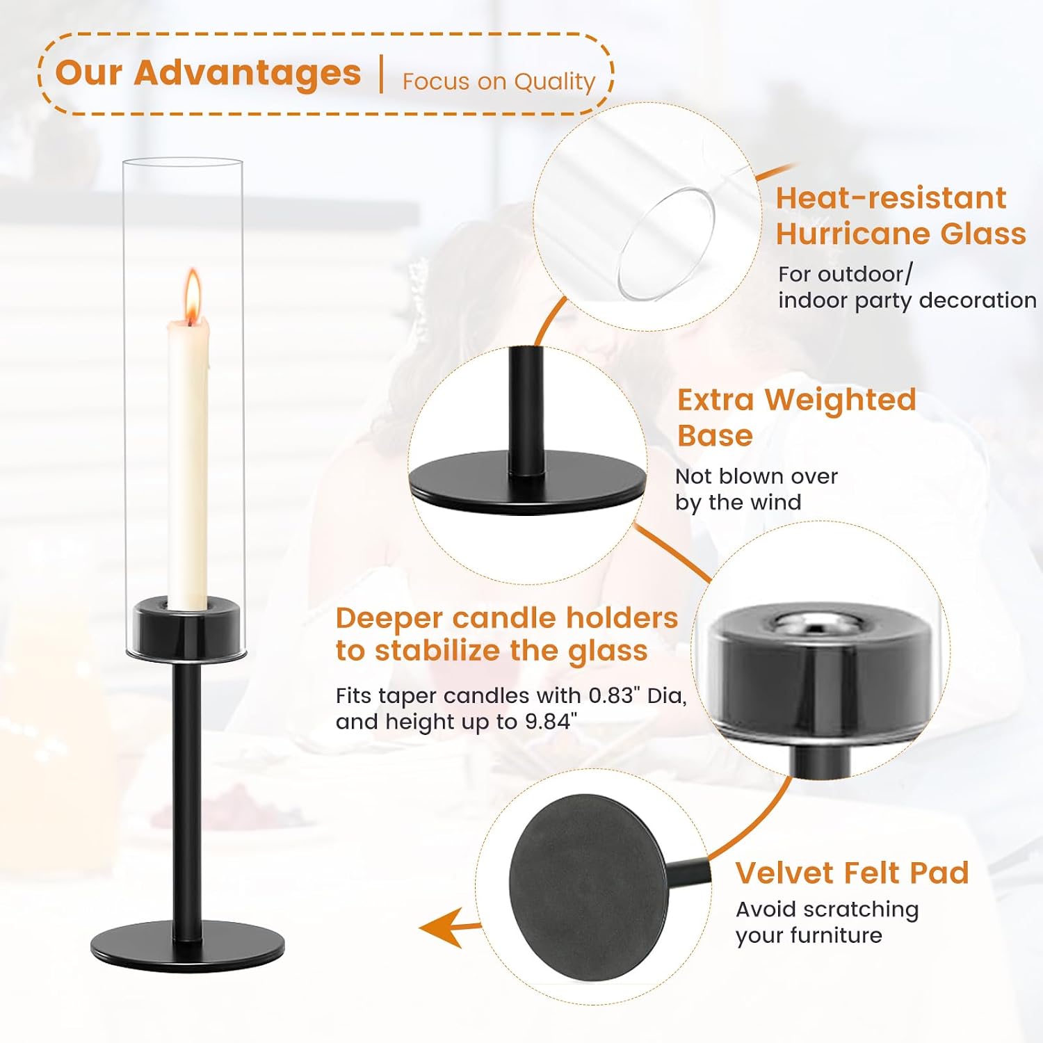 Thumbnail 2 de 6 Black Candle Holders Set Modern Candlestick Holders for Dining 🕯