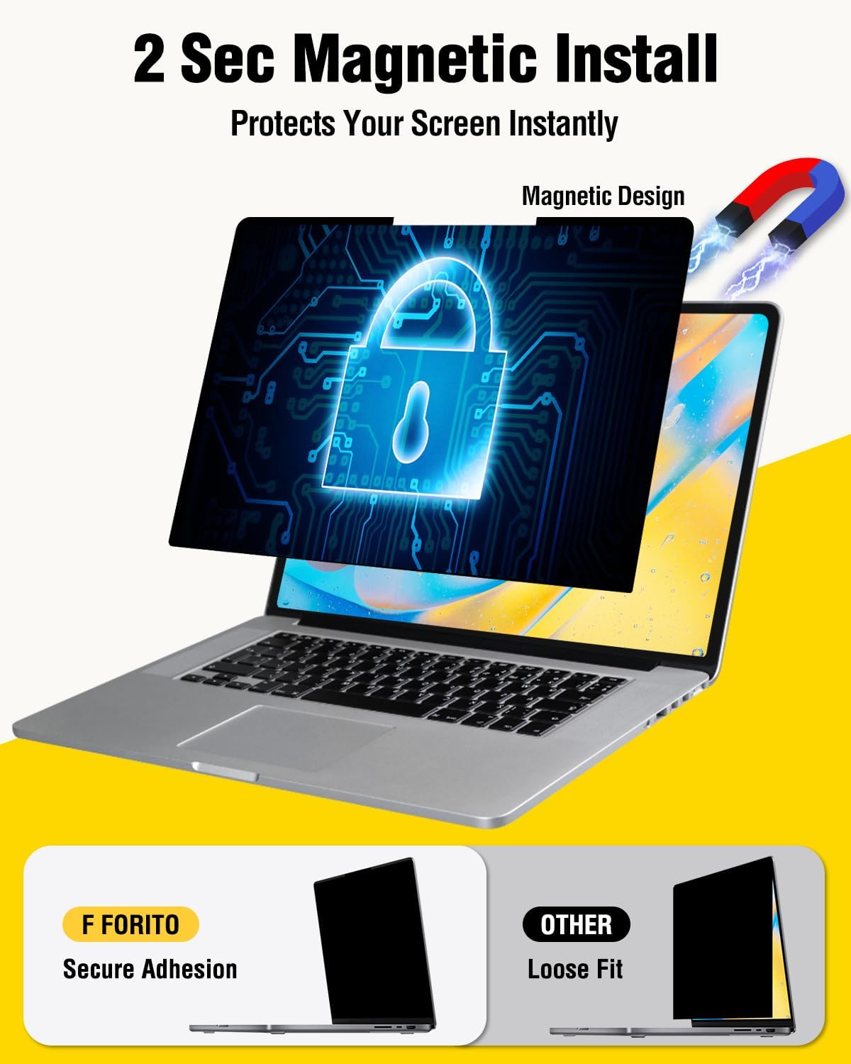 Detalle de F FORITO Magnetic Privacy Screen Protector for 2026 MacBook Neo 13-inch (A3404) with A18 Pro