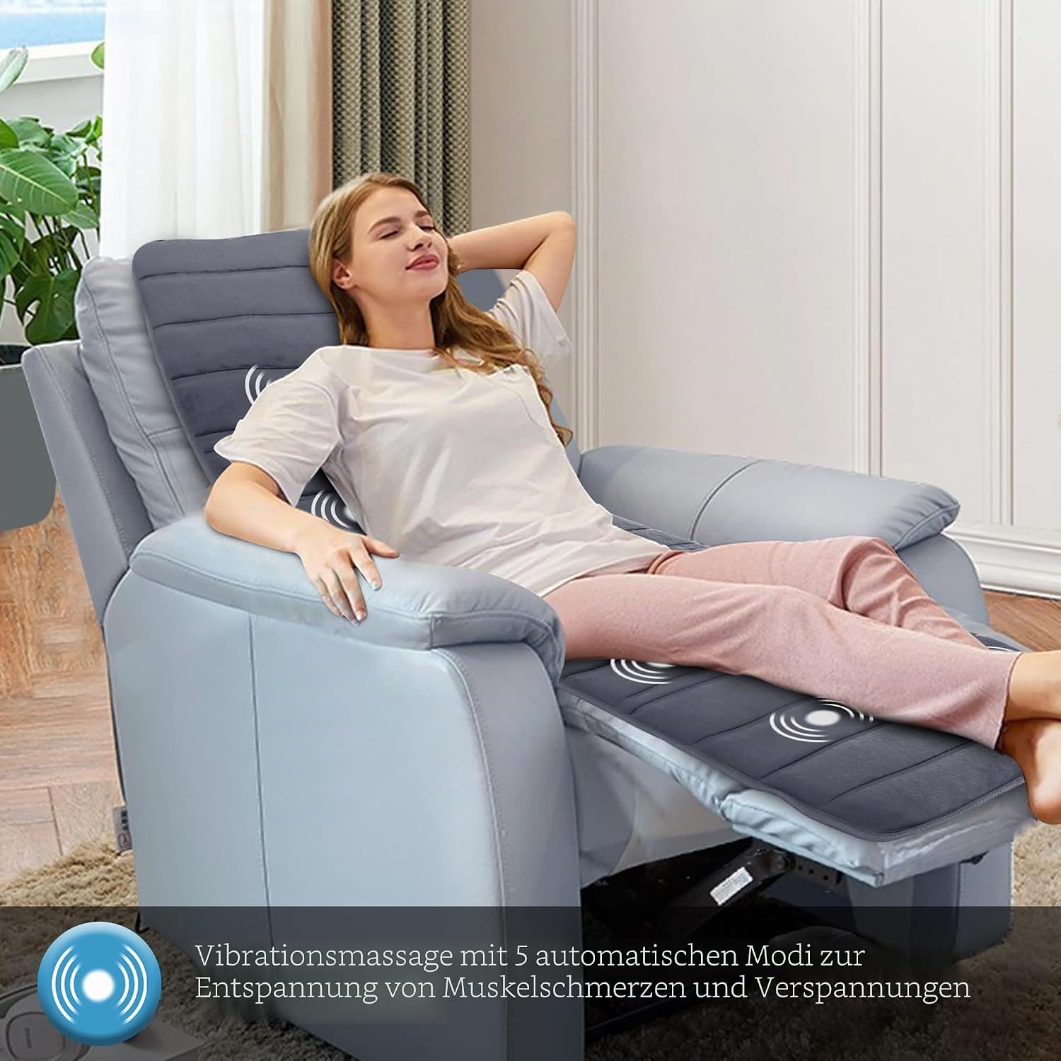 Detalle de COMFIER Elektrische Massagematte mit Wärmefunktion – Ganzkörpermassage mit 10 Motoren, 2 Heizkissen & 5 Modi