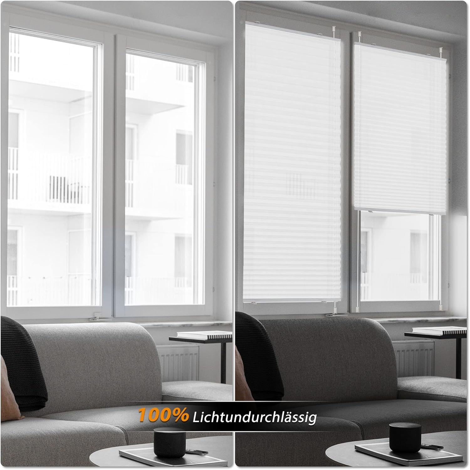 Thumbnail 6 de HOMEDEMO Thermo Plissee-Rollo Klemmfix ohne Bohren 75x130 cm, weiß – 100% lichtundurchlässig