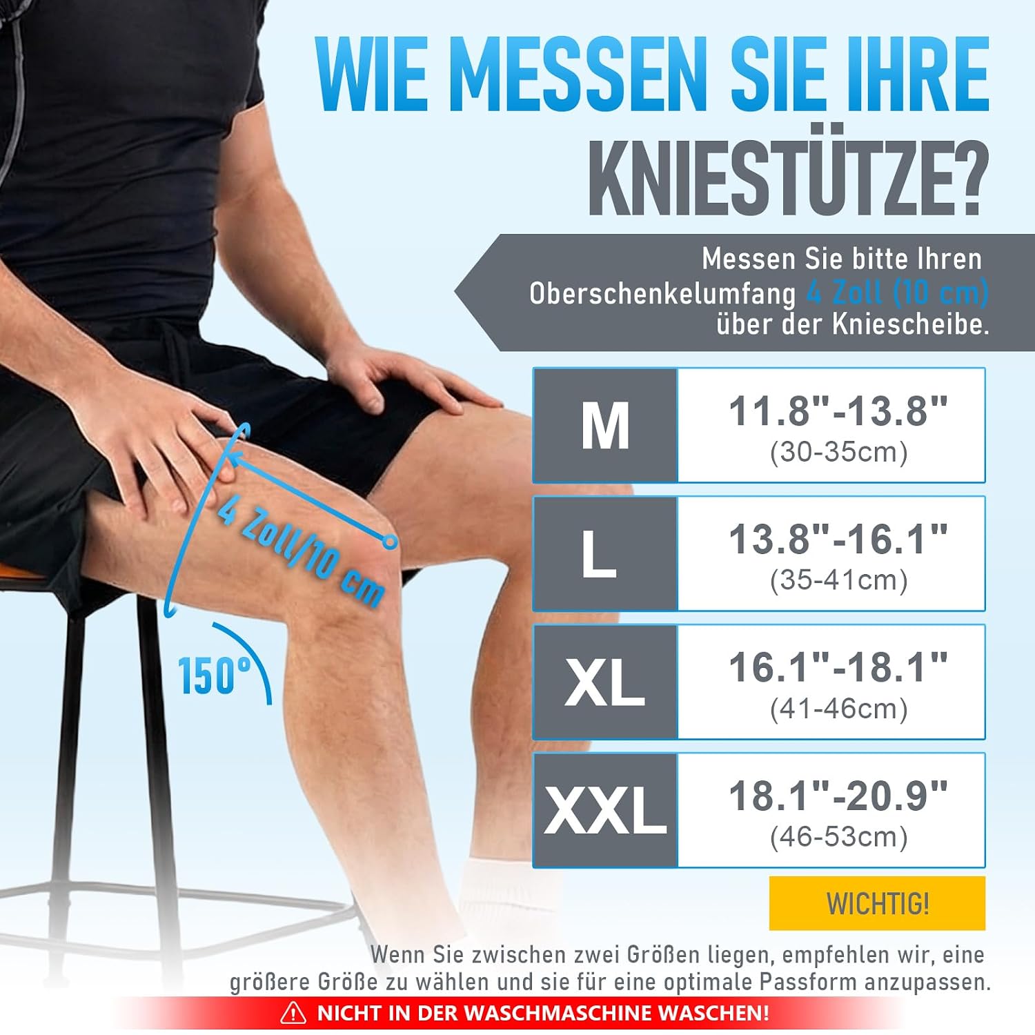 Detalle 2 de Lusenone Kniebandage für Damen & Herren – Verstellbare Kniestütze mit Seitenstabilisatoren