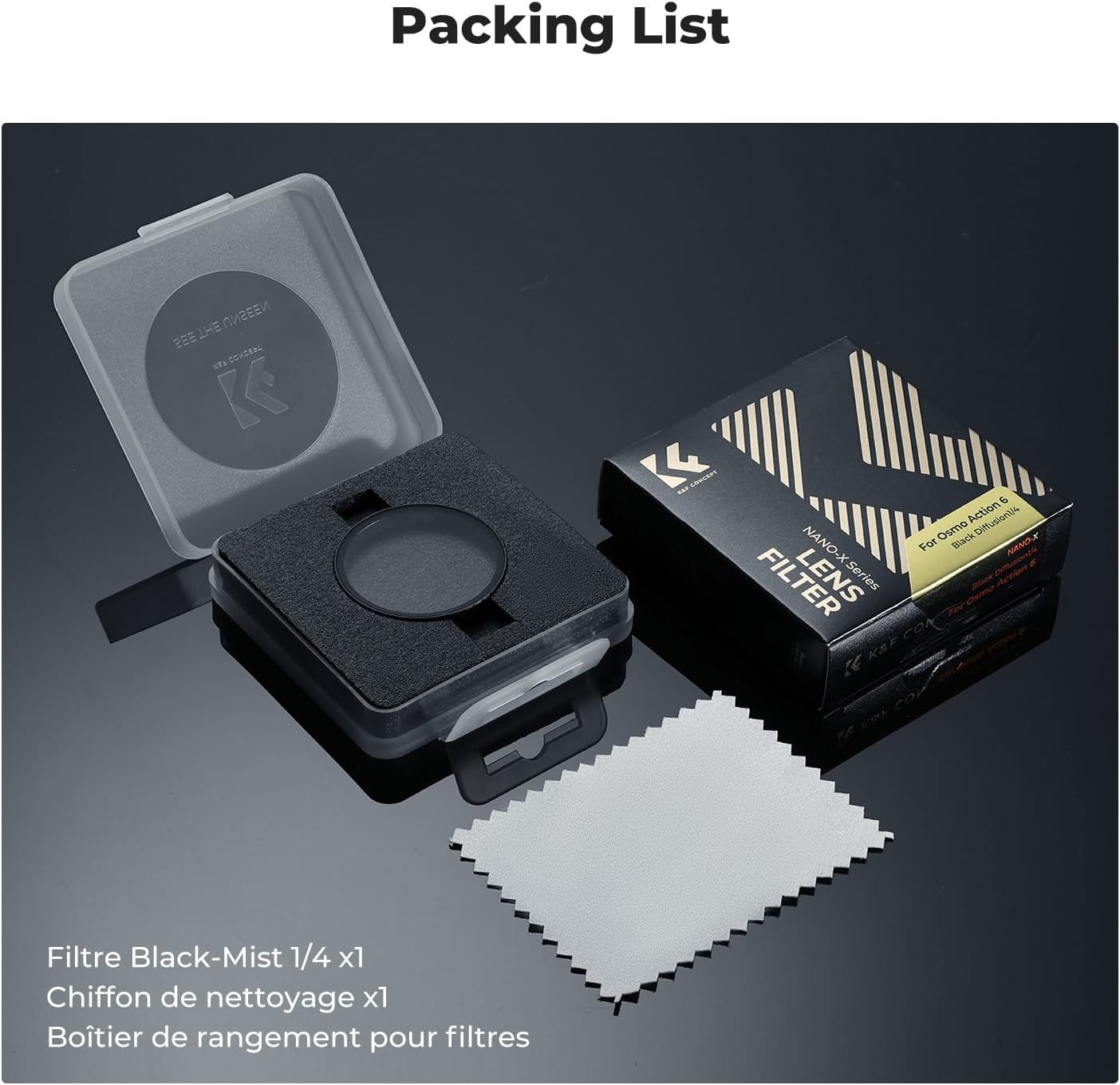 Thumbnail 6 de K&F CONCEPT Filtre Black Diffusion 1/4 Snap On pour Osmo Action 6