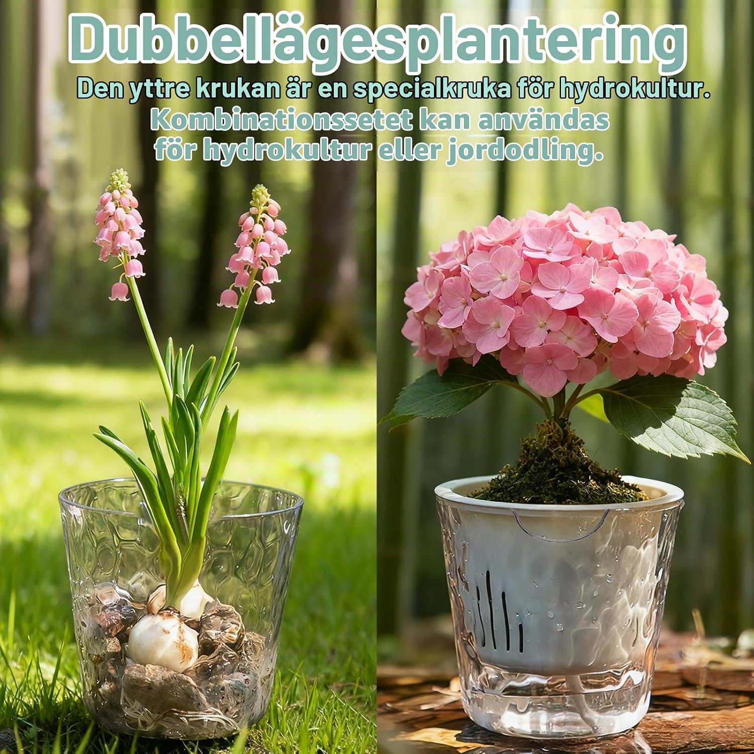 Detalle de Rodison RDS020-WH självvattnande krukor, 18 cm, kristallin isoptik, 4-pack