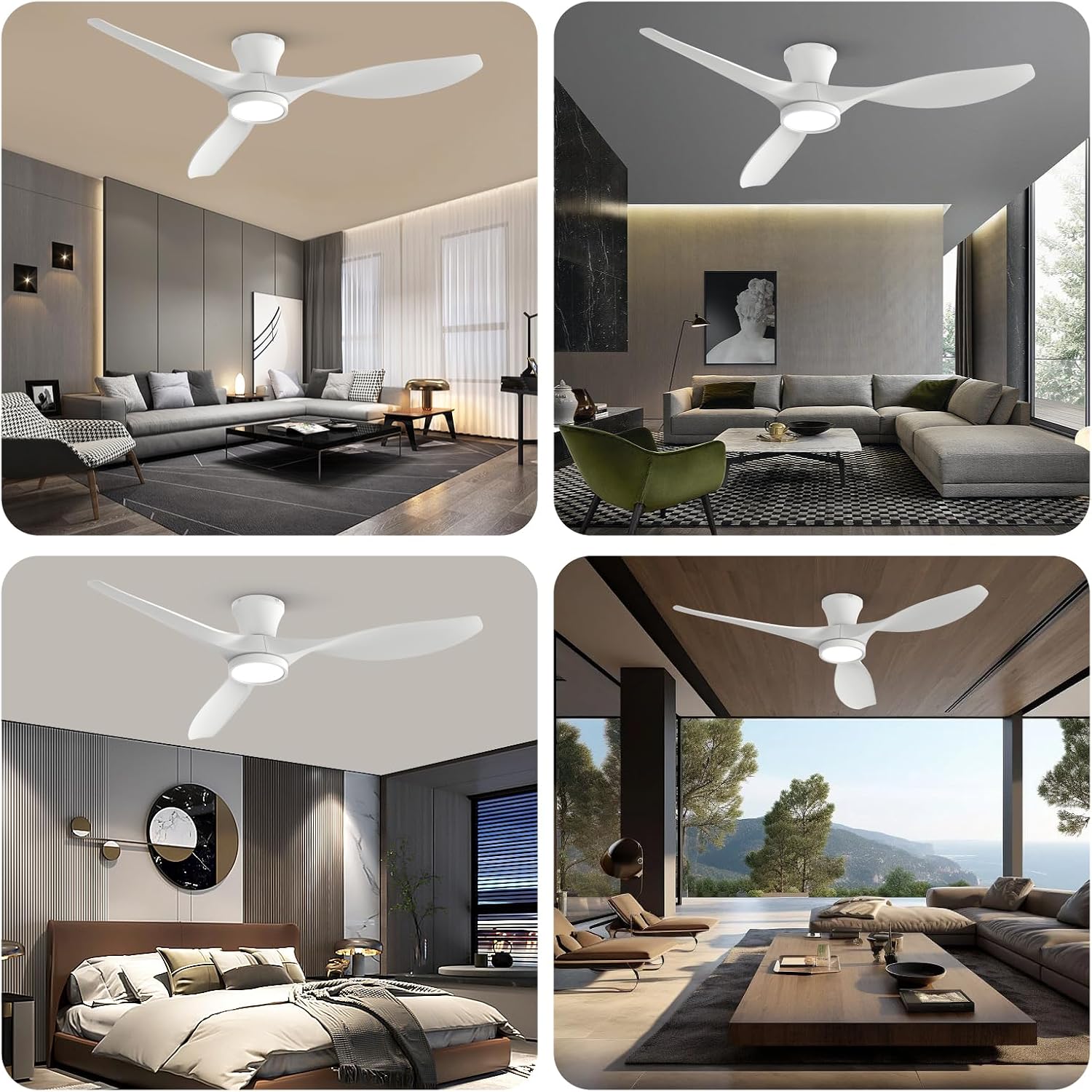Thumbnail 6 de TALOYA 52-Inch Flush-Mount Ceiling Fan with Light, Remote, and Reversible DC Motor