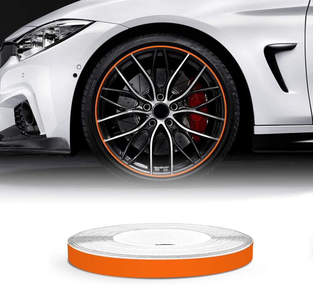 Detalle de 4R Quattroerre.it 10304 Strisce Adesive Rifrangenti per Cerchi Auto, Arancione 5 mm x 6 mt