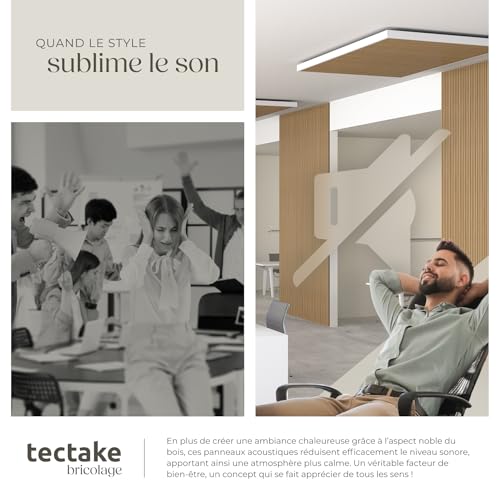 Detalle de tectake – Lot de 2 panneaux acoustiques muraux et plafond en MDF avec placage bois