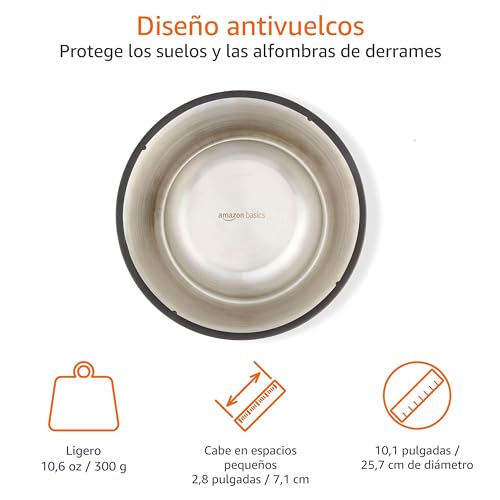 Detalle 2 de Amazon Basics Comedero para perro (acero inoxidable, 2 comederos) – Plateado
