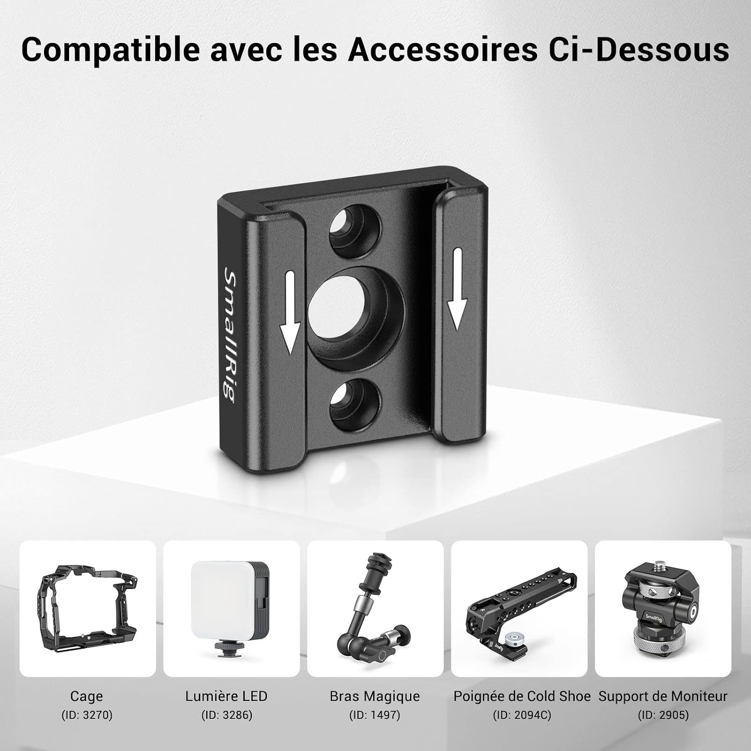 Detalle de SMALLRIG Cold Shoe Mount (2 pack) 2060 – adaptateur de griffe froide pour accessoires photo/vidéo