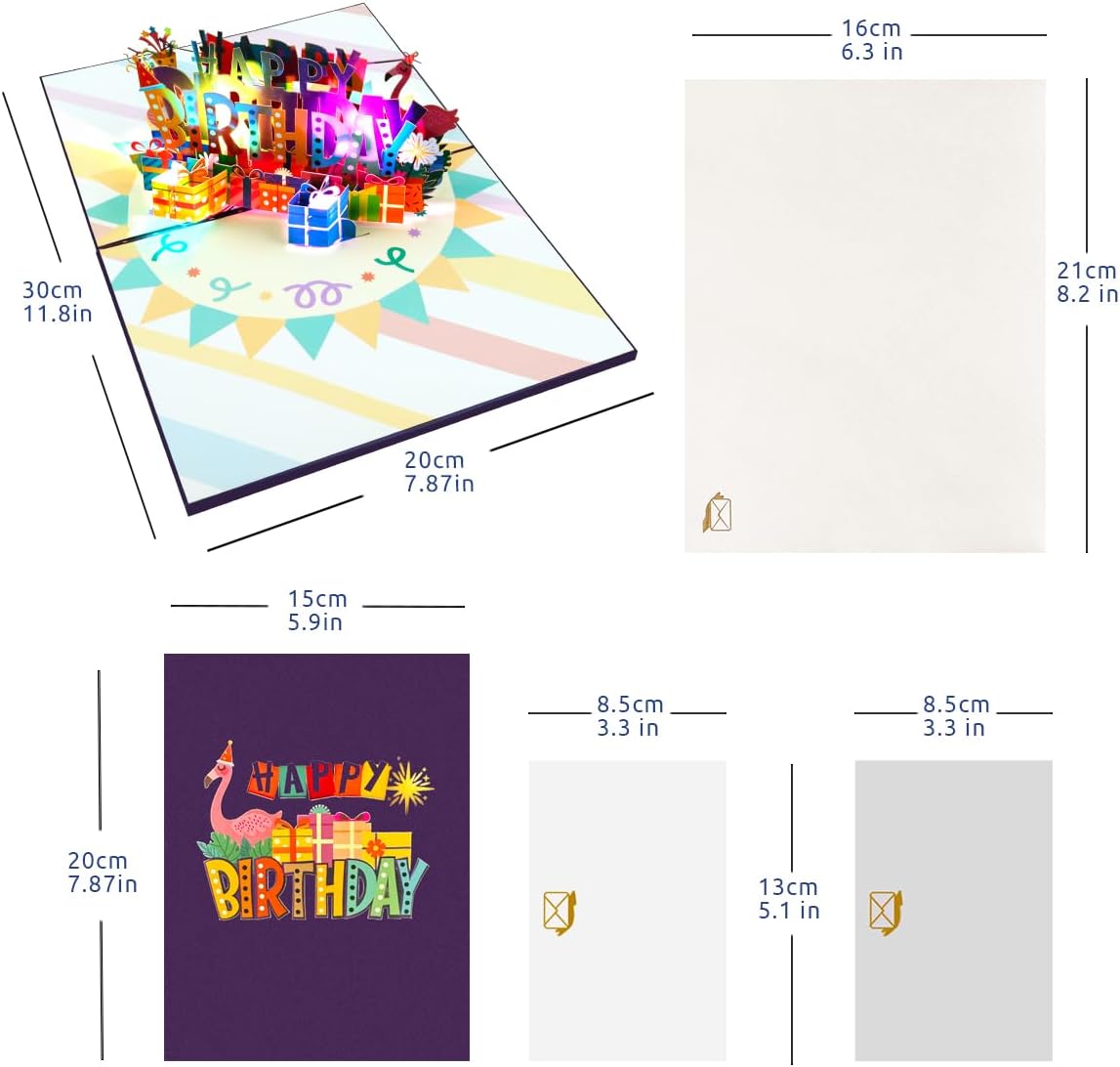 Thumbnail 1 de CNLITHEKA 3D Musical Birthday Cards Pop Up – Flamingo Geburtstagskarte mit Licht & Musik, mit Umschlag