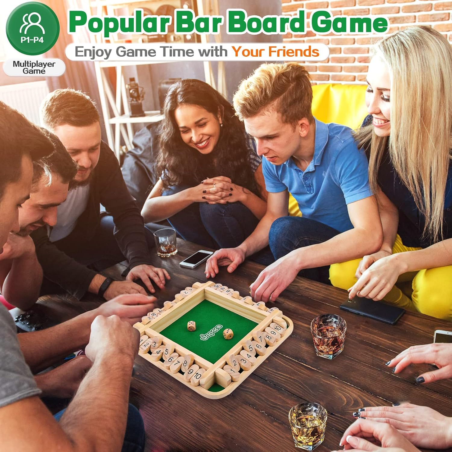Thumbnail 5 de Shut the Box Spiel für 4 Spieler aus Holz