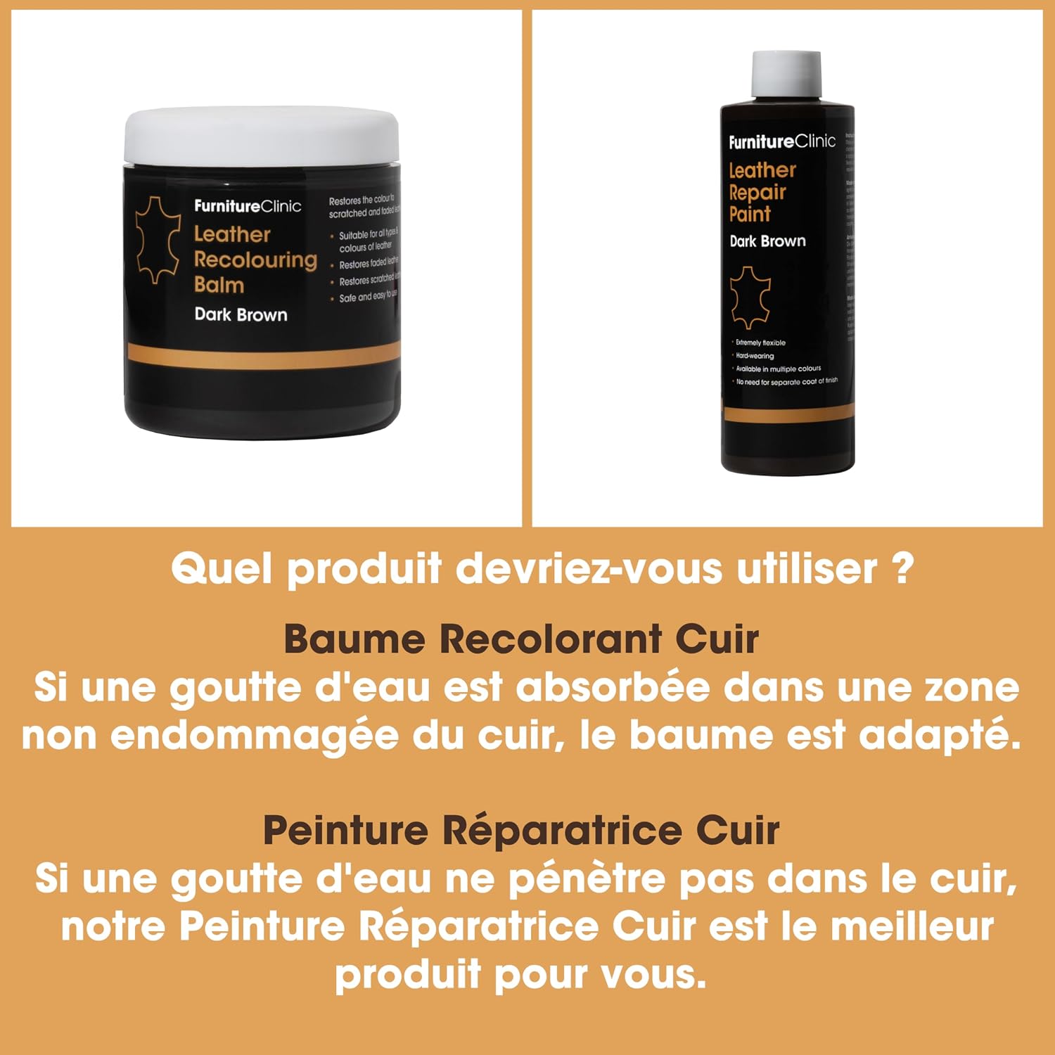 Thumbnail 4 de Furniture Clinic Baume de Recoloration du Cuir Gris Foncé