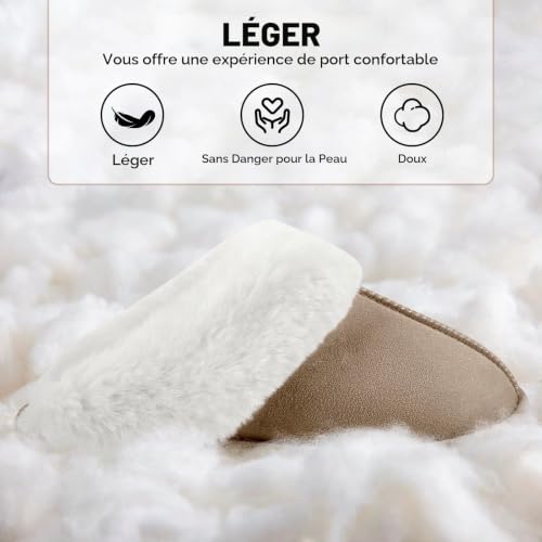Detalle 2 de RUVVDR Chaussons d’hiver mixtes kaki en faux daim, doublure chaude