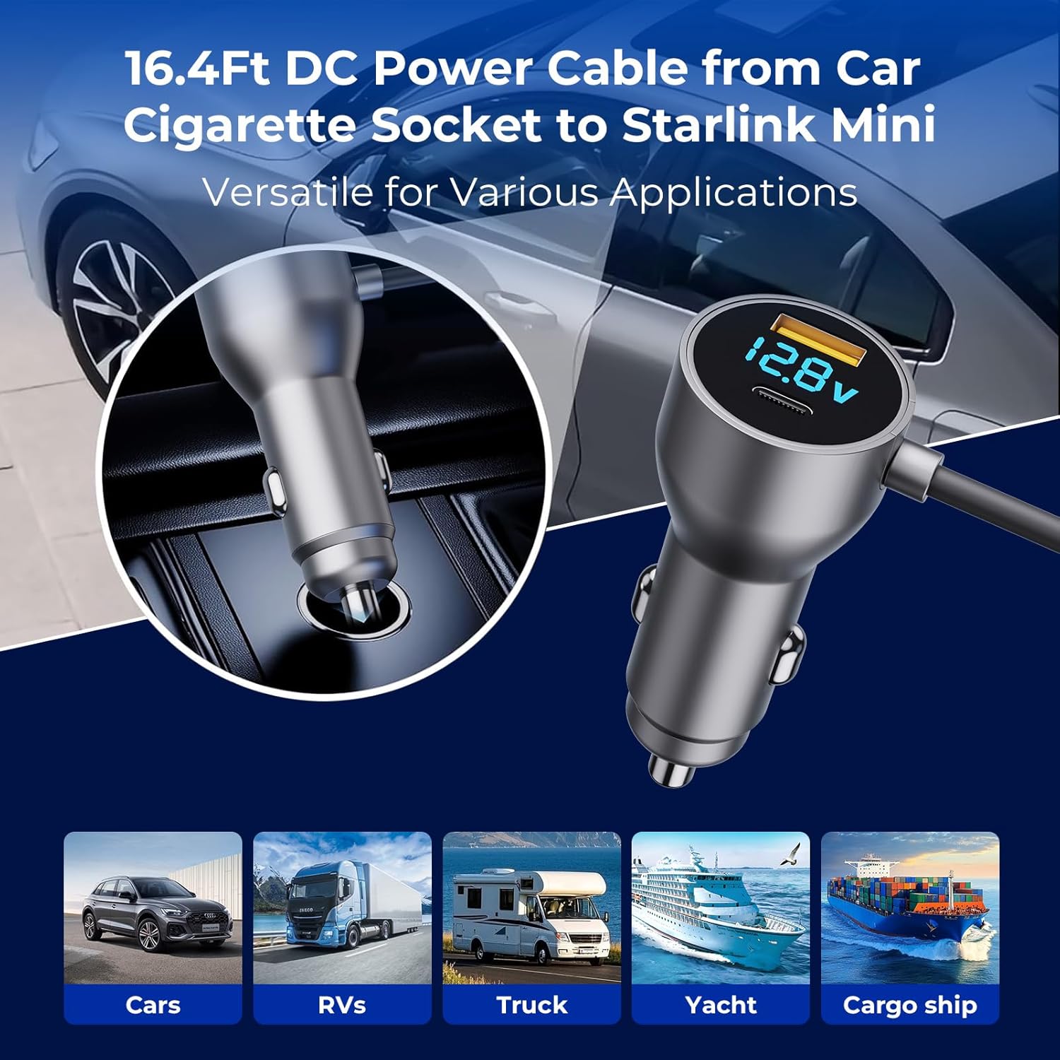 Thumbnail 2 de Starlink Mini 3-in-1 Car Power Cable 16.4FT 🔌