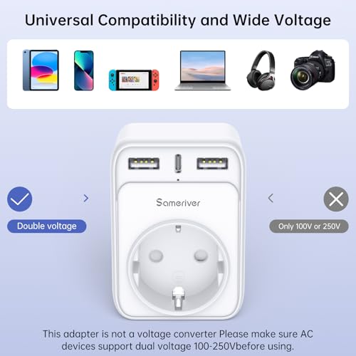 Detalle de Sameriver Reiseadapter Australien Typ I – 4-in-1 Steckdosenadapter mit USB