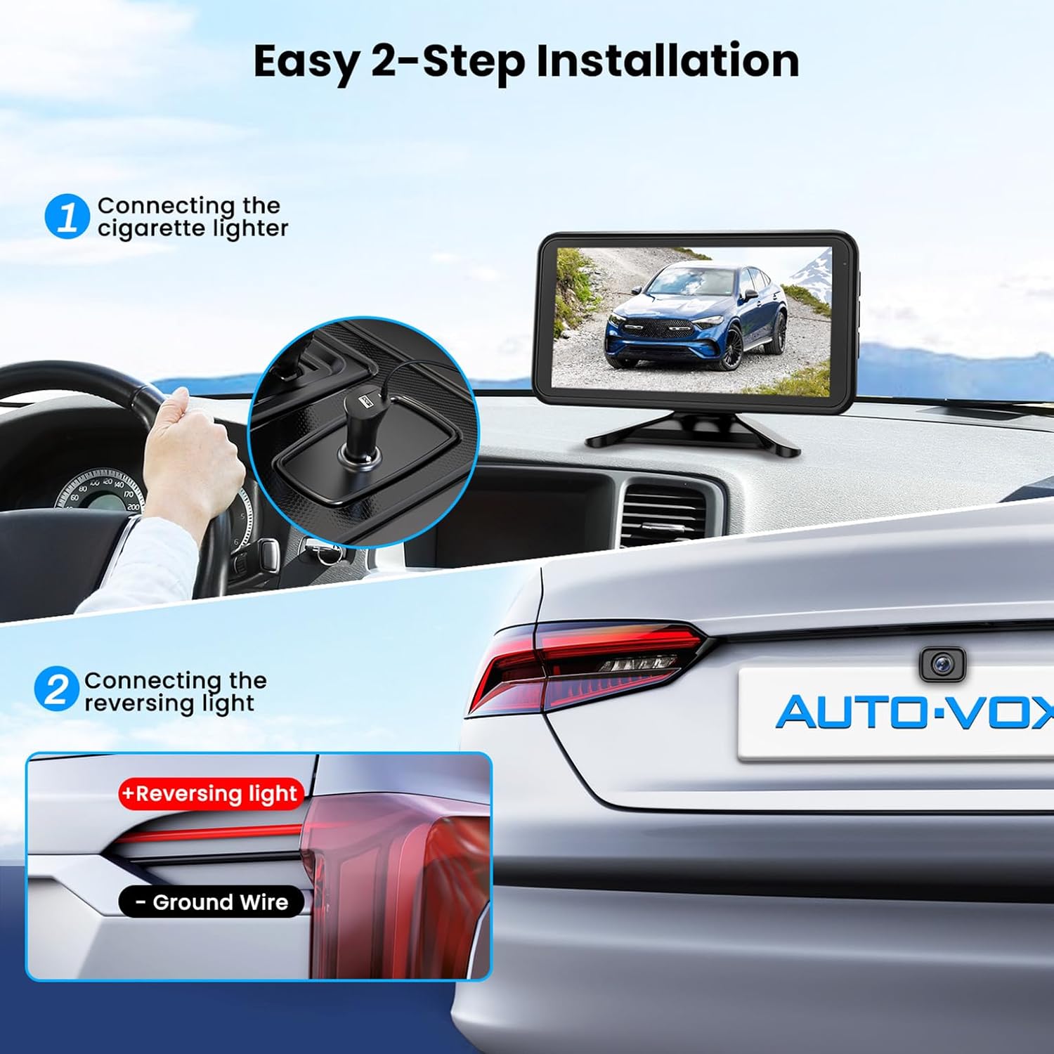 Detalle de AUTO-VOX W12 5" HD 1080P reversing kit