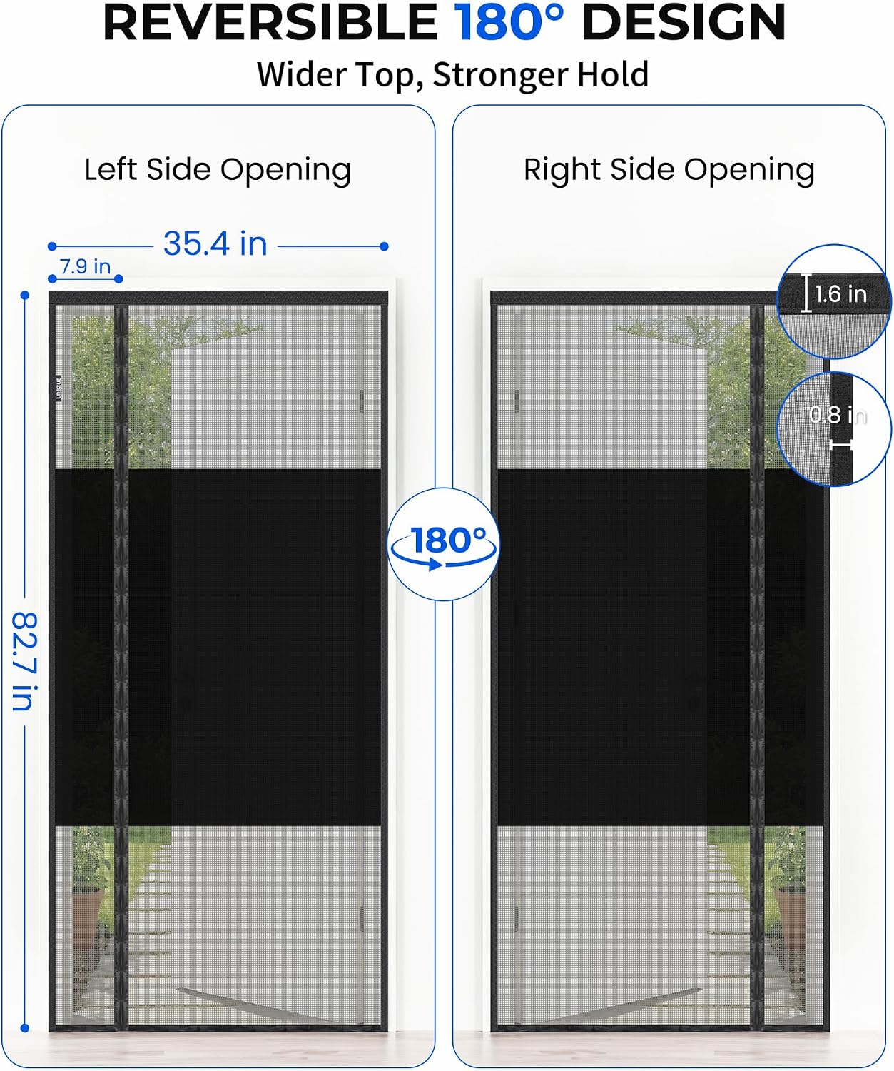 Detalle 2 de URBZUE Magnetic Fly Screen Door 90x210cm – Opens Both Ways