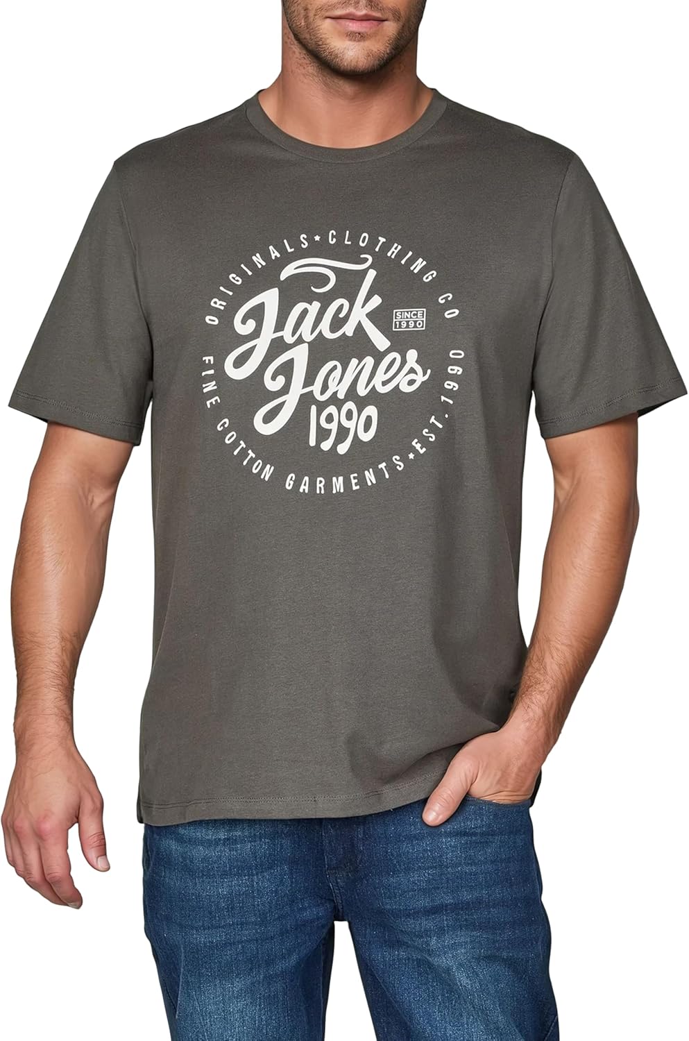 Thumbnail 6 de JACK & JONES JJLINO 4er-Set Herren-T-Shirts Regular Fit (Rundhals, Kurzarm) – Schwarz/Weiß/Grün/Rot/Blau/Grau