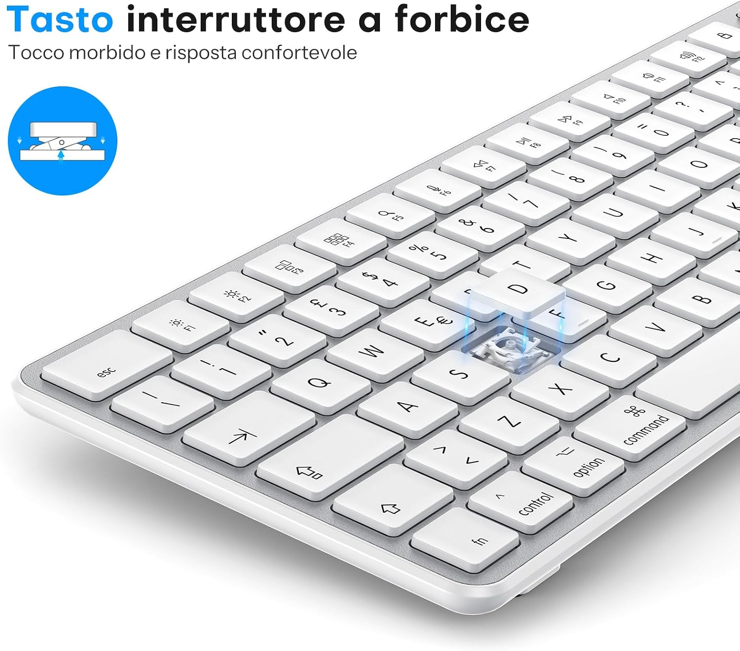 Thumbnail 2 de OMOTON Kit Tastiera e Mouse Wireless Bluetooth per Mac con 3 Canali e Ricaricabili - Layout Italiano QWERTY