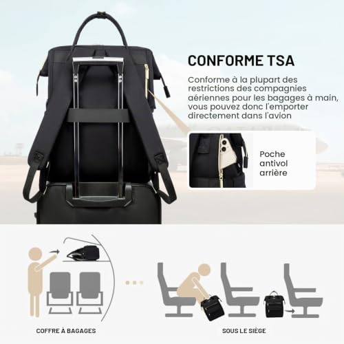 Thumbnail 6 de LOVEVOOK Sac à dos femme 15,6 pouces avec compartiments rembourrés et port USB