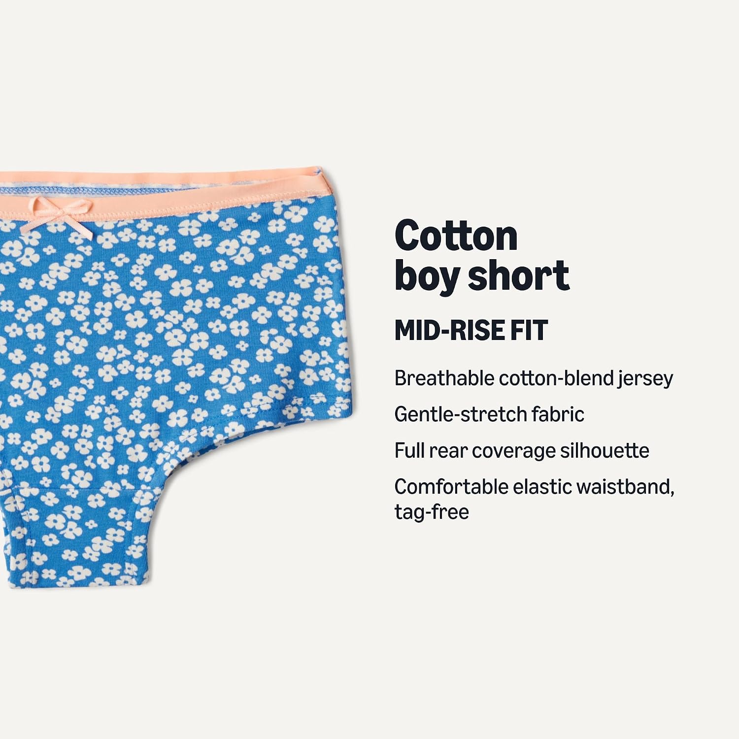 Detalle de Amazon Essentials Girl's Cotton Jersey Boyshort Underwear