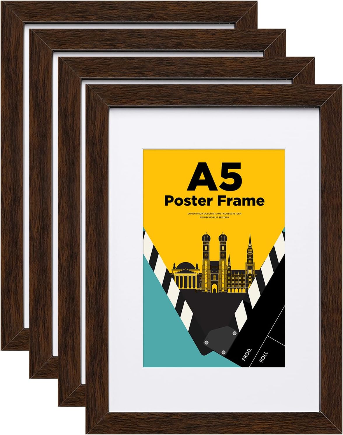 Thumbnail 6 de Egofine Bilderrahmen-Set 20x20 cm (4er) mit Acrylglas und Passepartout für 10x10 cm, schwarz