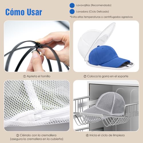 Thumbnail 4 de iyes.top Lavar Gorras: jaula plegable para lavado en lavadora y lavavajillas con bolsa y rack protector