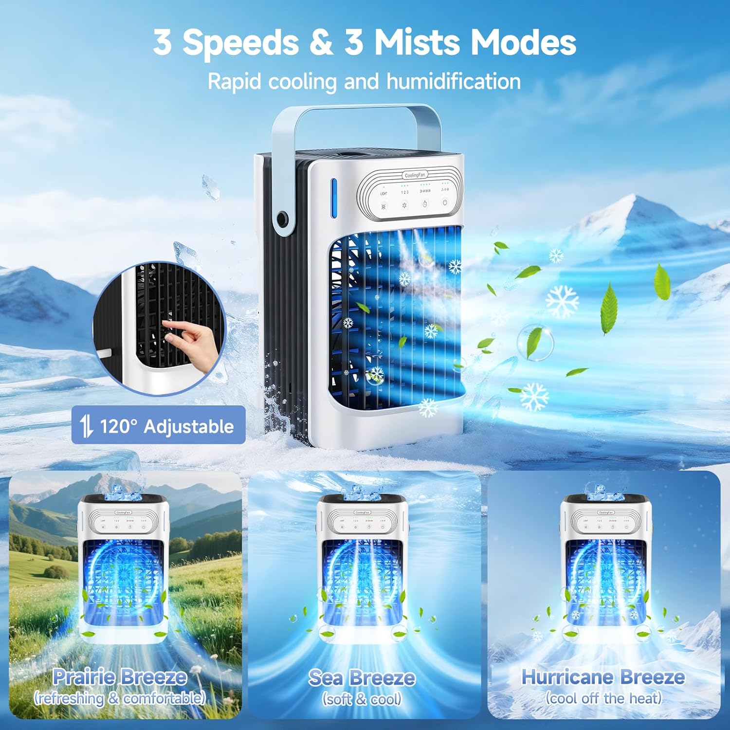 Thumbnail 4 de XTTANK Portable Air Cooler with 800ml Tank: 4-in-1 Mini Evaporative Cooler for Home, Office or Travel