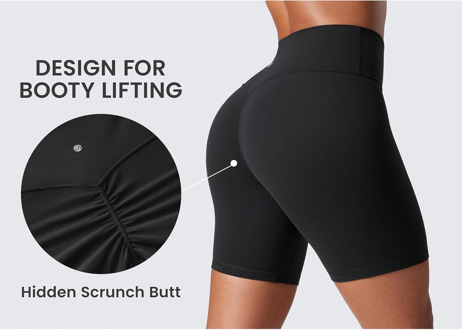 Detalle de CRZ YOGA Butterlift Butt Scrunch Shorts - High Waist Seamless 4''/6" Inseam