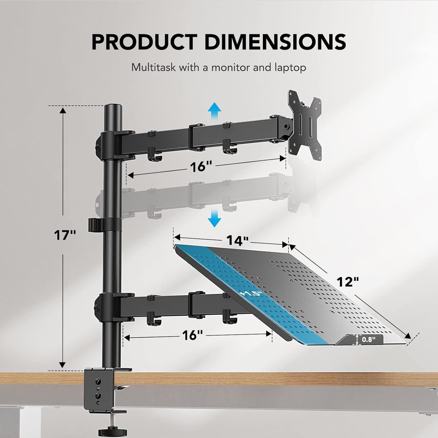 Thumbnail 3 de HUANUO Monitor and Laptop Desk Mount for 17-inch Laptops
