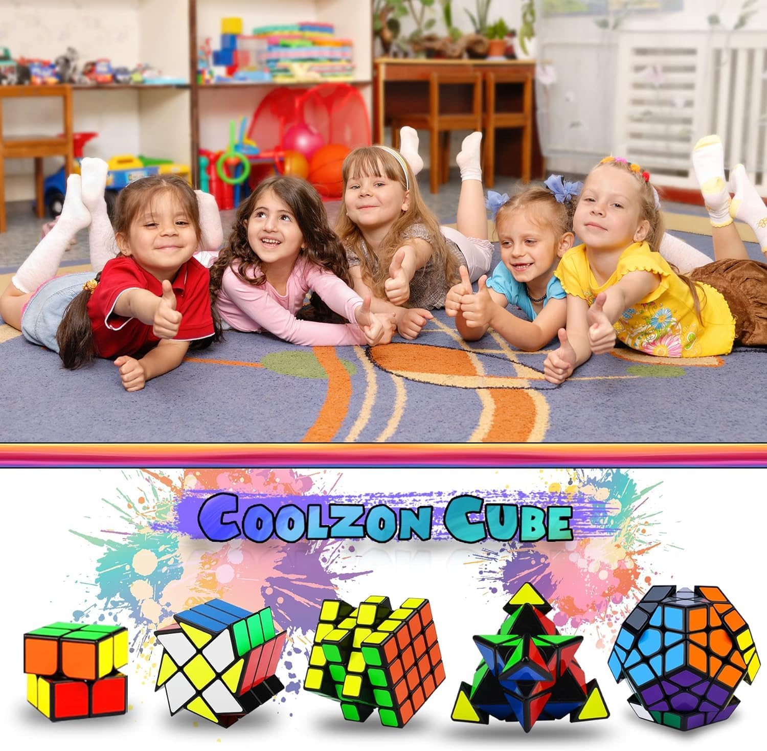 Thumbnail 5 de Coolzon Set di 5 cubi magici: 2x2, 4x4, Fenghuolun, Pyraminx e Megaminx