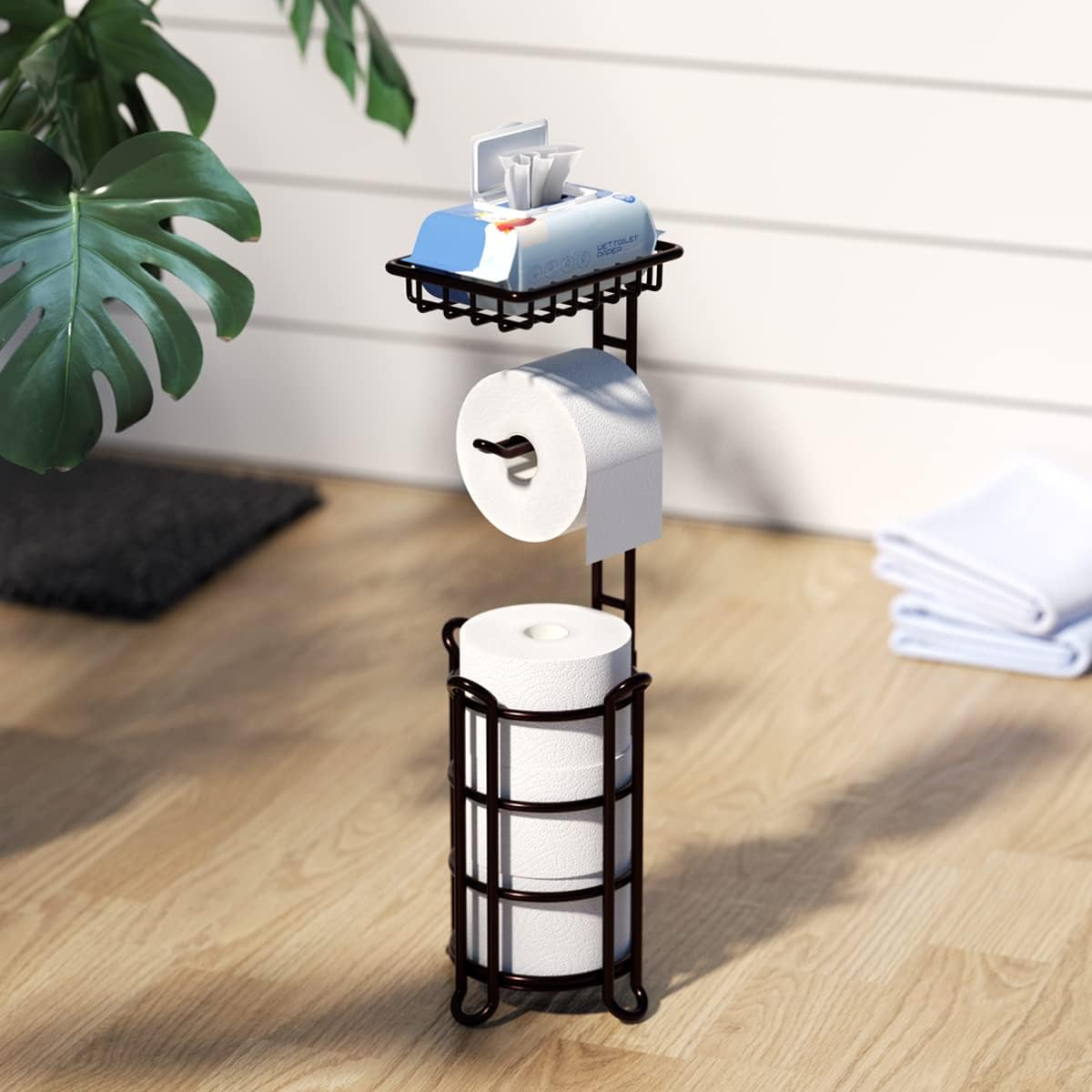 Thumbnail 6 de TreeLen TPH01 Freestanding Toilet Paper Holder with Shelf, Bronze Metal