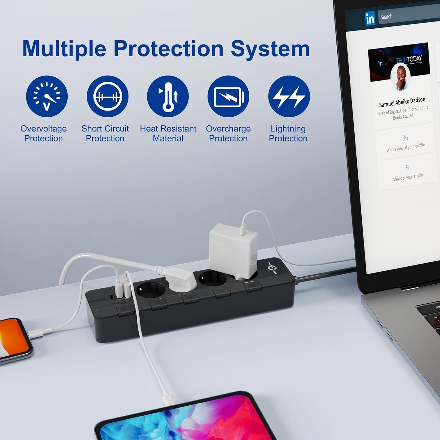 Detalle de KEPLUG Steckdosenleiste 4000 W mit USB