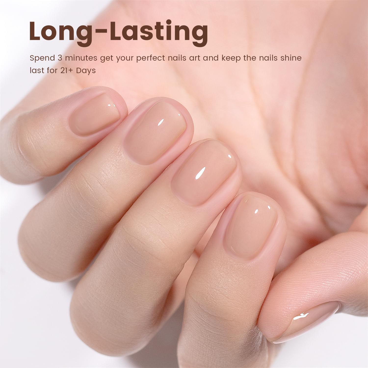 Thumbnail 2 de RARJSM Eggshell Pink Nude Jelly Gel Nail Polish (15ml) — Sheer Neutral Pink, UV/LED Soak-Off Gel for DIY Manicures