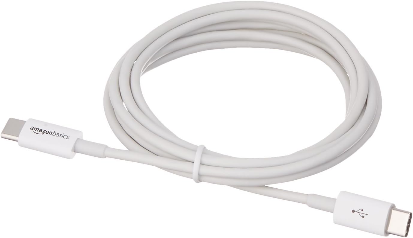 Detalle 1 de Amazonベーシック USB-C - USB-C ケーブル 1.83m、480Mbps、USB-IF認証、ホワイト