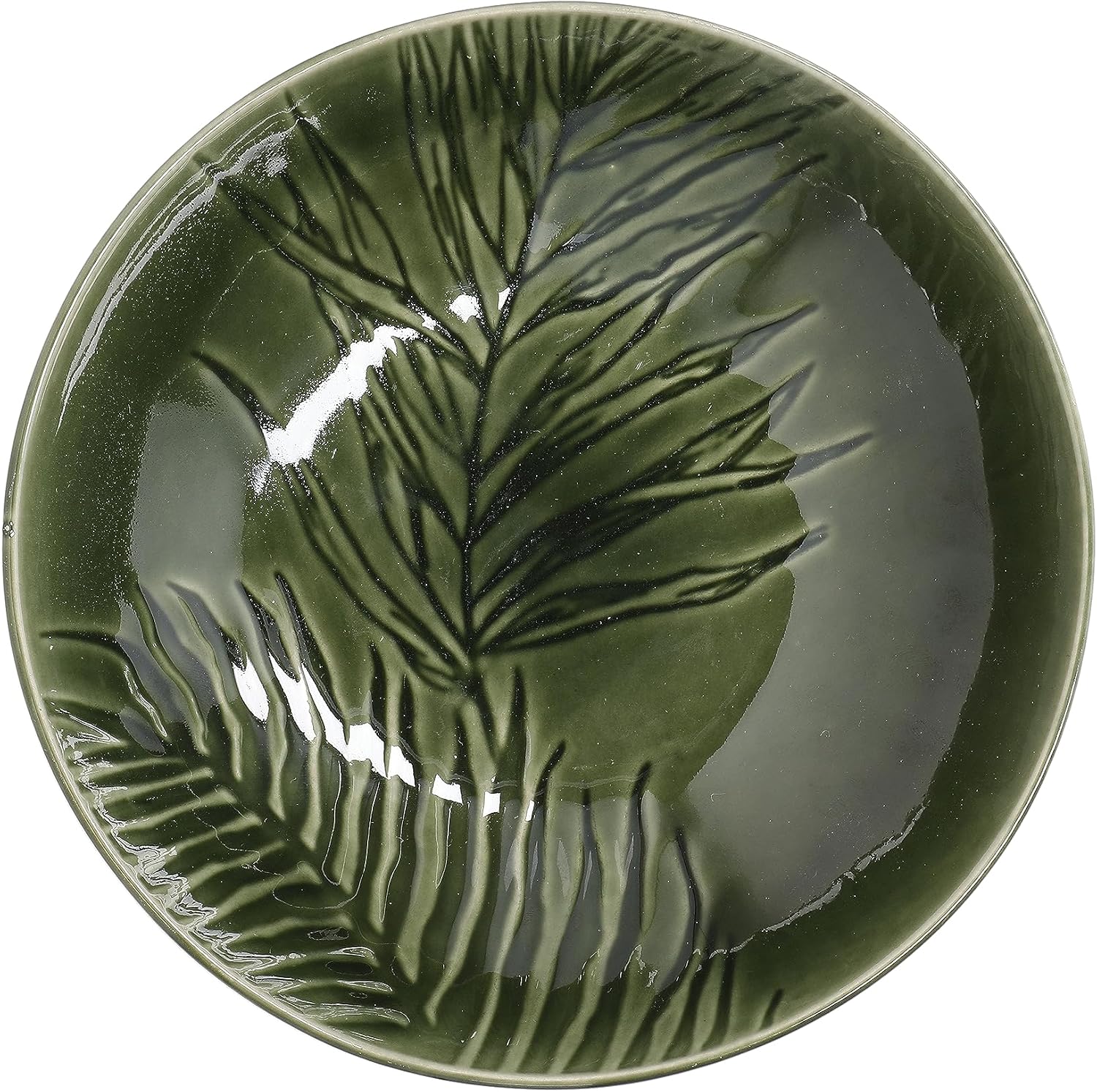 Detalle de Mikasa Jardin Pasta Bowl Set, 4 Stoneware Bowls, 20cm, Green