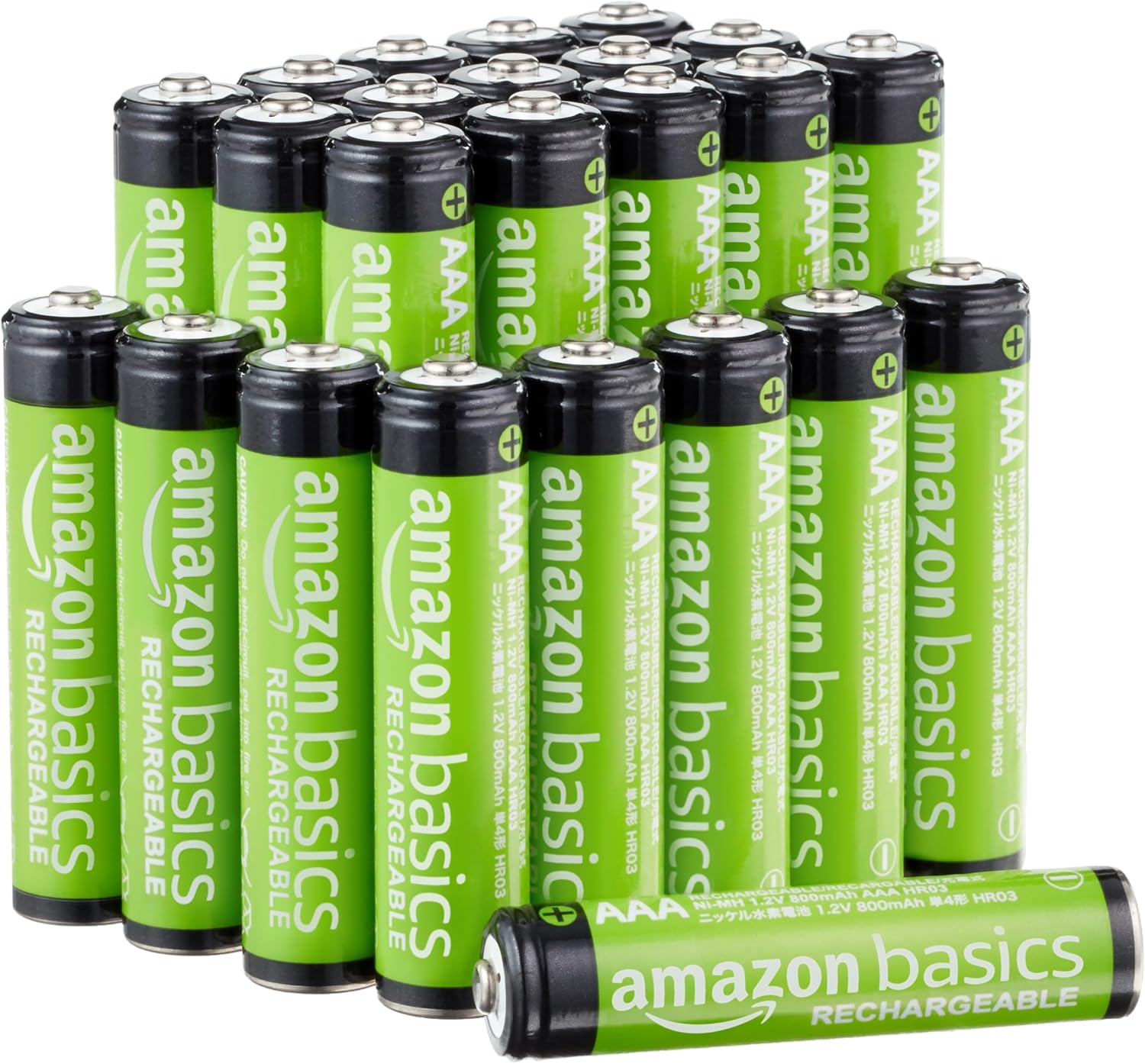 Detalle de Amazon Basics Lot de 24 piles rechargeables AA NiMH 2000 mAh (1,2 V) — préchargées