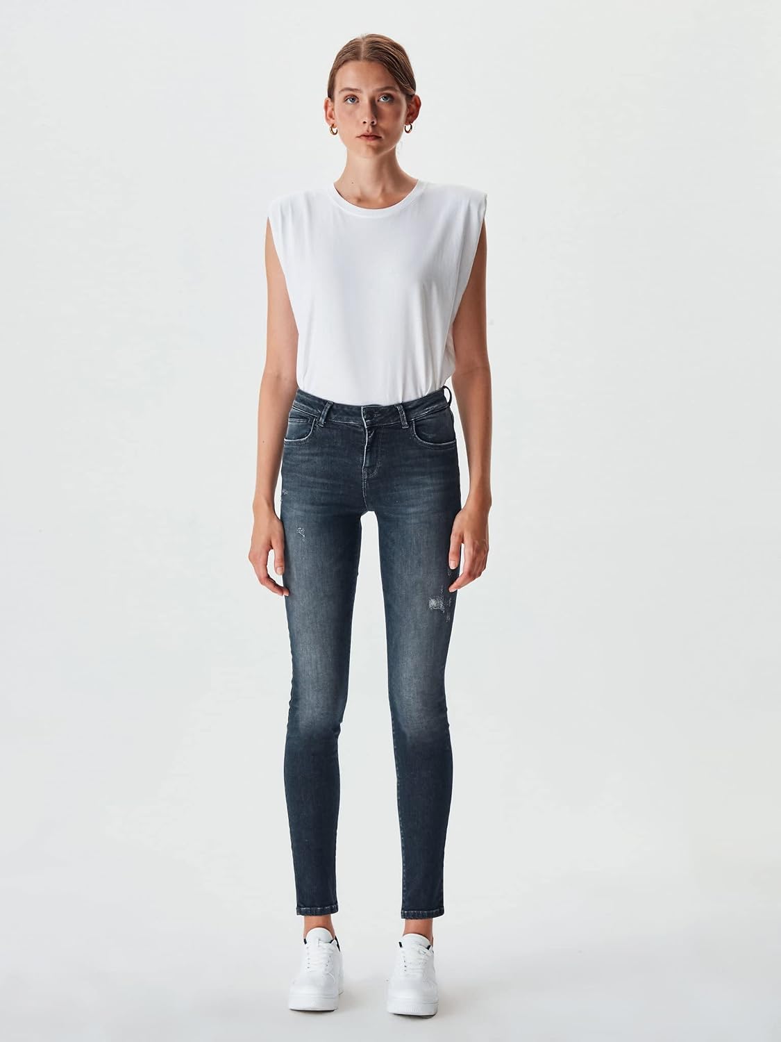 Detalle 2 de LTB Nicole X Jeans Femme — Jean skinny gris foncé, 5 poches